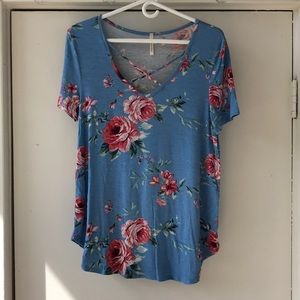 Blue and Pink Floral Top 🌸